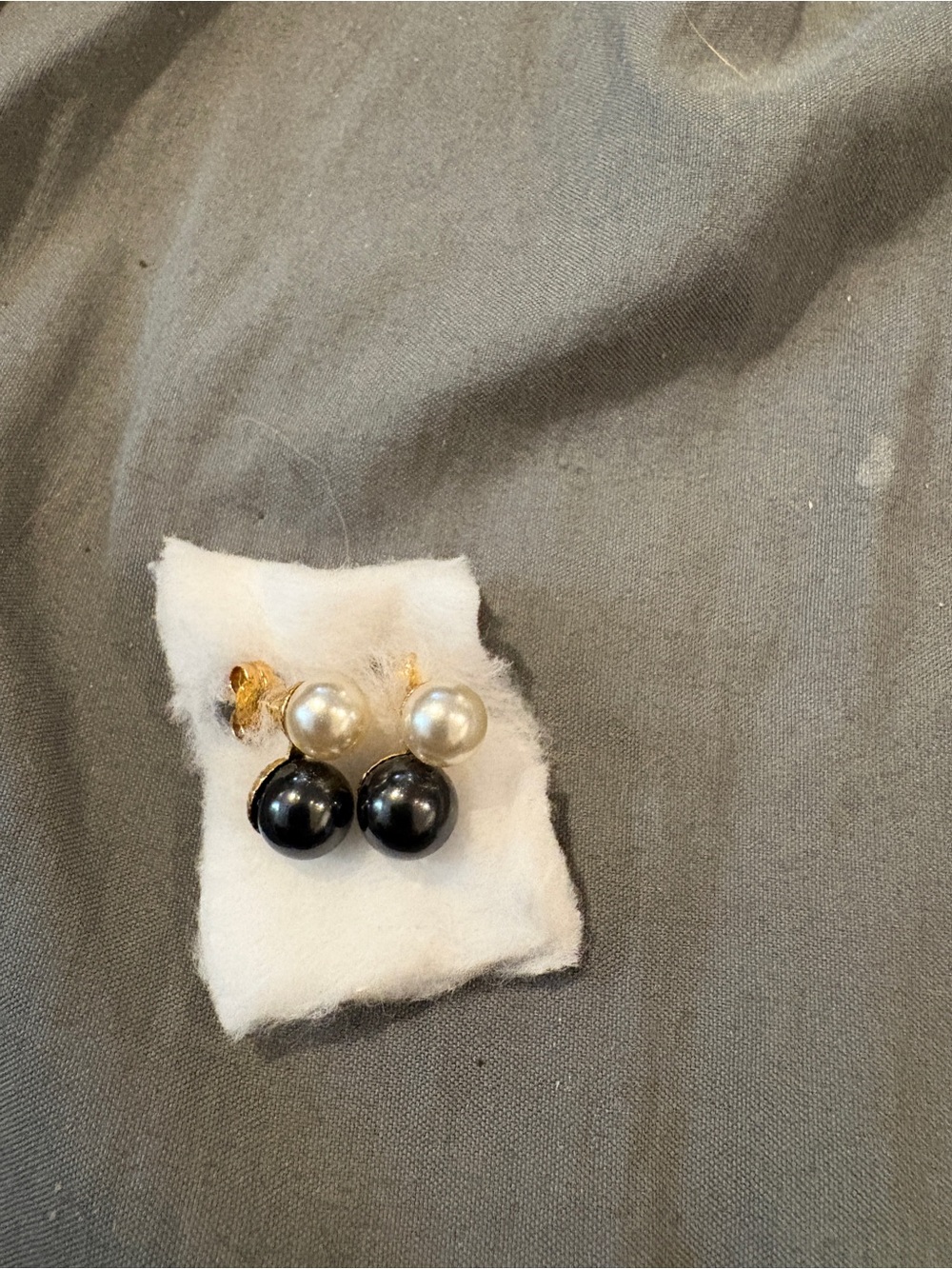 Classic Two-Tone Pearl Drop Stud Earrings - Black & White